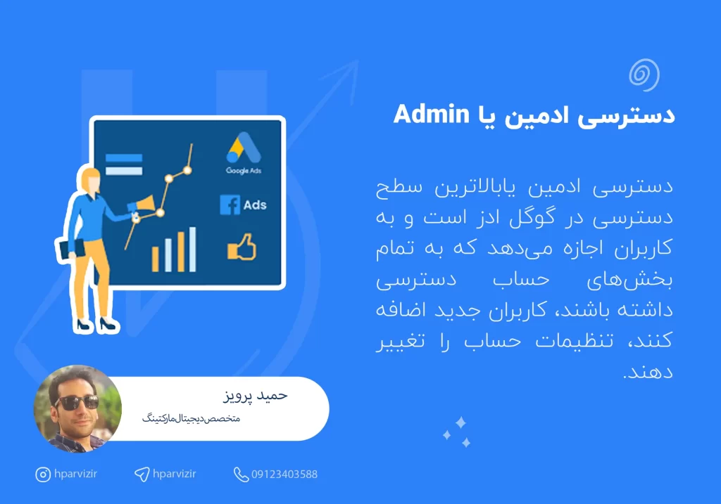 دسترسی ادمین یا Admin Access بالاترین سطح دسترسی در گوگل ادز است